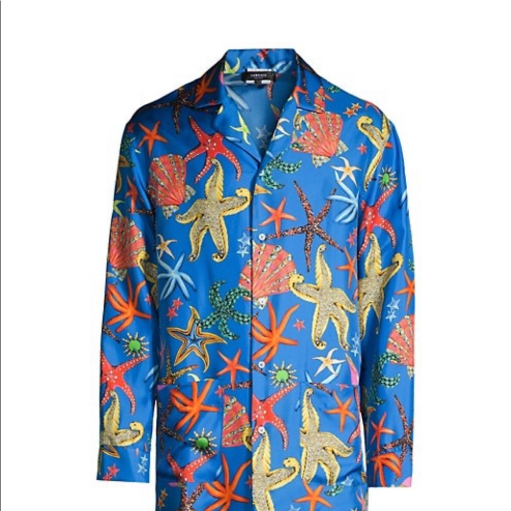 Versace TRÉSOR DE LA MER PRINT SILK PAJAMA SHIRT